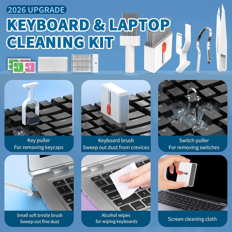 HISSIMO 2026 Upgrade Phone Cleaning Kit 47PCS, iPhone Cleaning Kit, Airbud AirPods Cleaning Kit, Keyboard Cleaning Kit, Charging Port Cleaner for Apple Lightning/Android USB-C (White) - Image 4